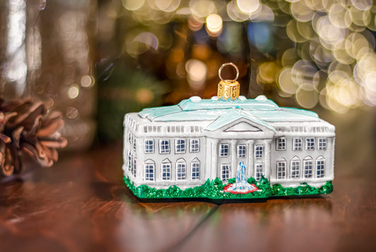 EXCLUSIVE! Hand Painted, Limited Edition 3D White House Glass Blown Ornament